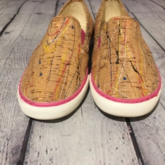 LAUREN Ralph Lauren “JANIS” paint splatter cork slip ons Size 6 - Picture 3 of 9